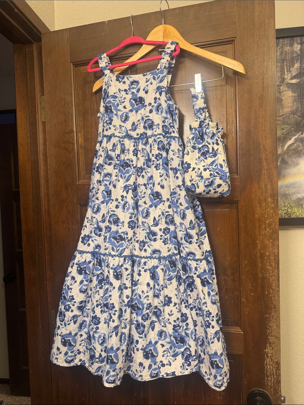Isaac Mizrahi Blue and White Floral Maxi Dress with Matching Bag